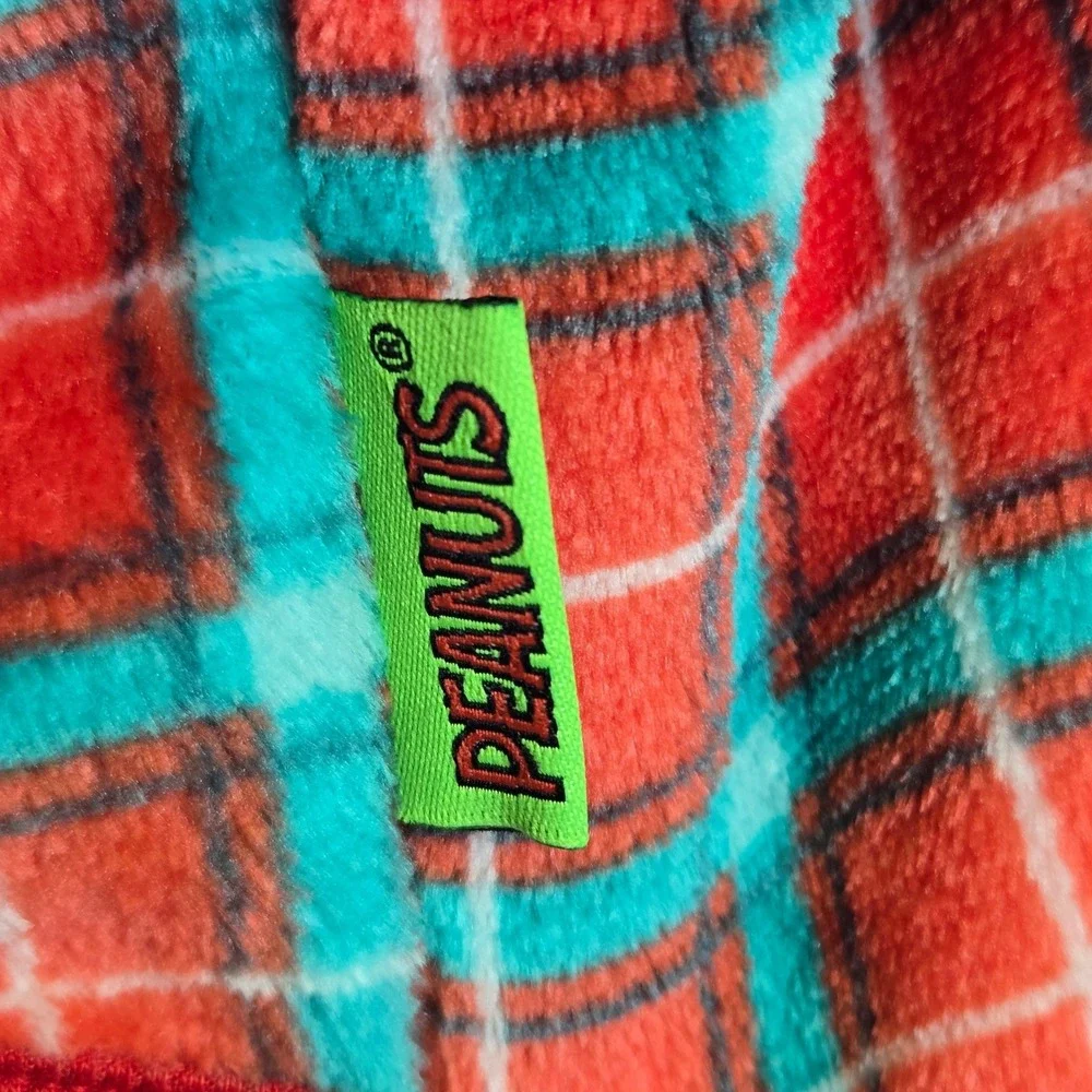 Peanuts Plaid Christmas Pet Dog Pajamas Large Length 17.5-18.5